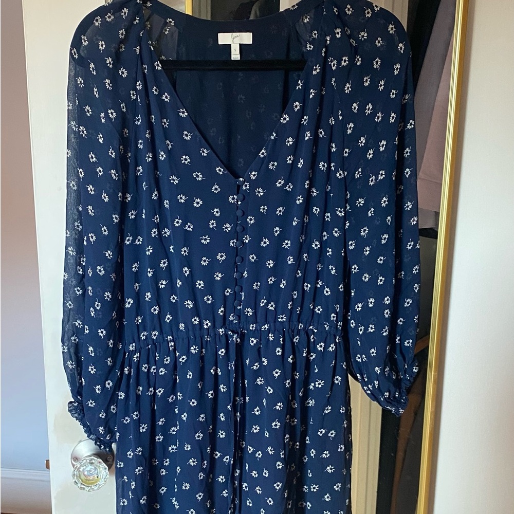 Joie Navy Floral Long Sleeve Dress